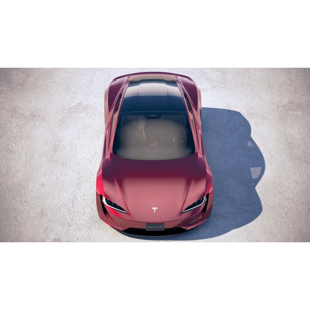 Tesla Roadster 2020 3D Model – High Poly Sport Coupe, FBX, OBJ - View 10