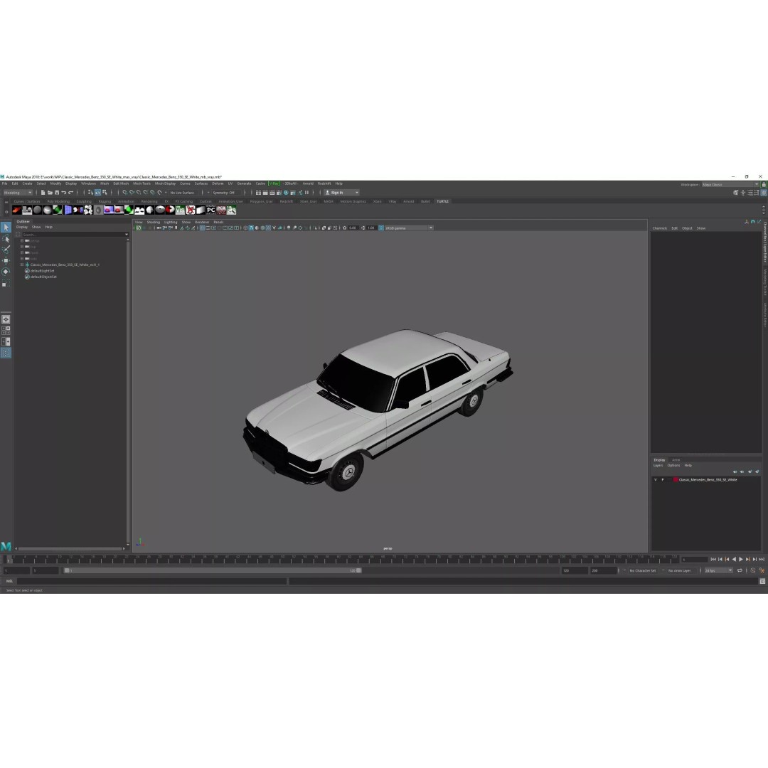 Mercedes Benz 350 SE 3D Model – Classic Luxury Sedan, PBR Textures