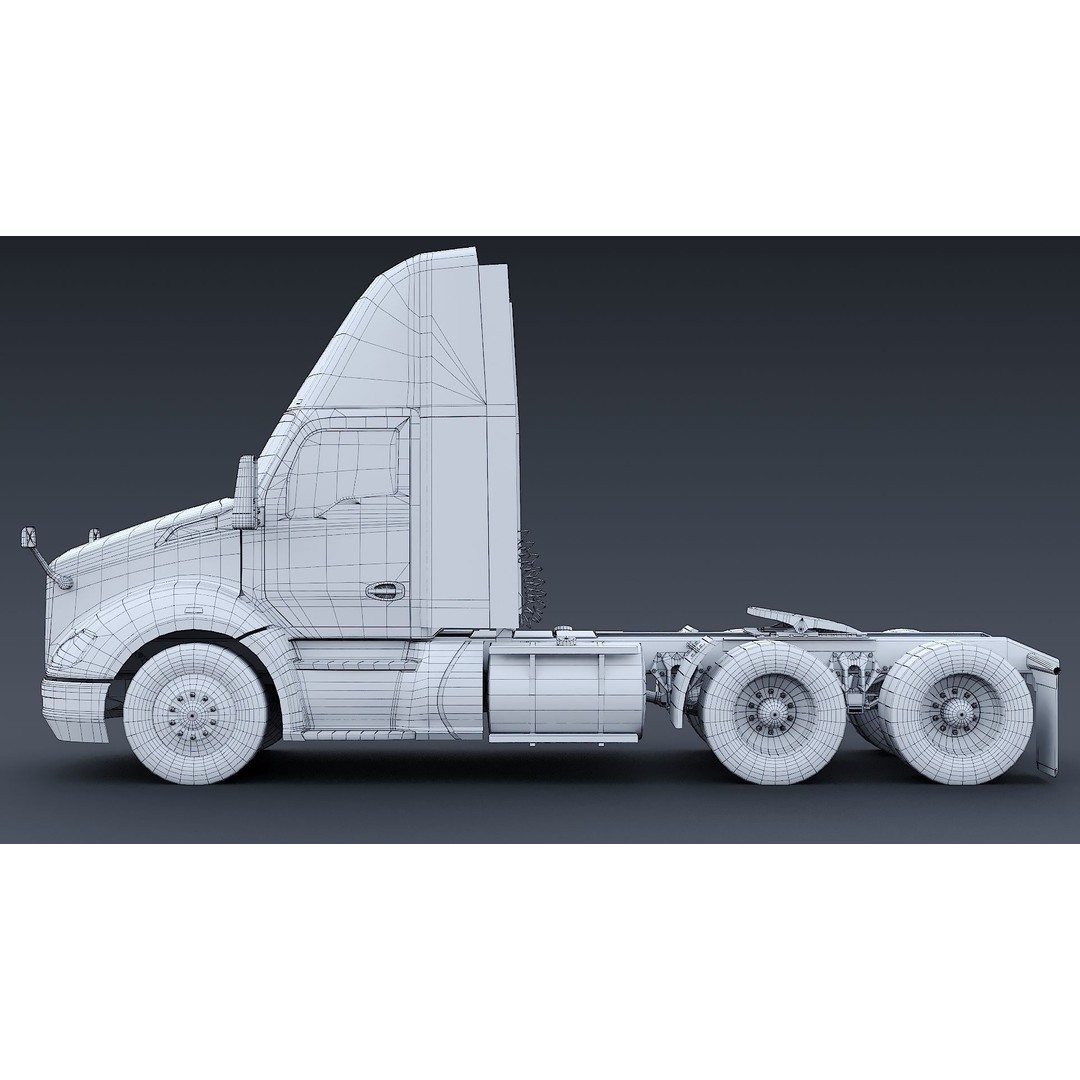 Kenworth T680 Day Cab 3D Model – Low Poly Game Asset, FBX, PBR - View 34