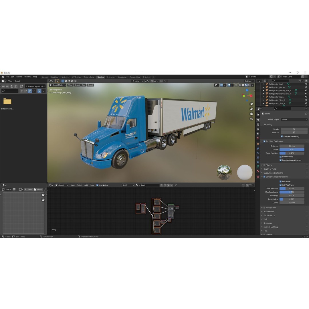Kenworth T680 Day Cab 3D Model – Low Poly Game Asset, FBX, PBR - View 50