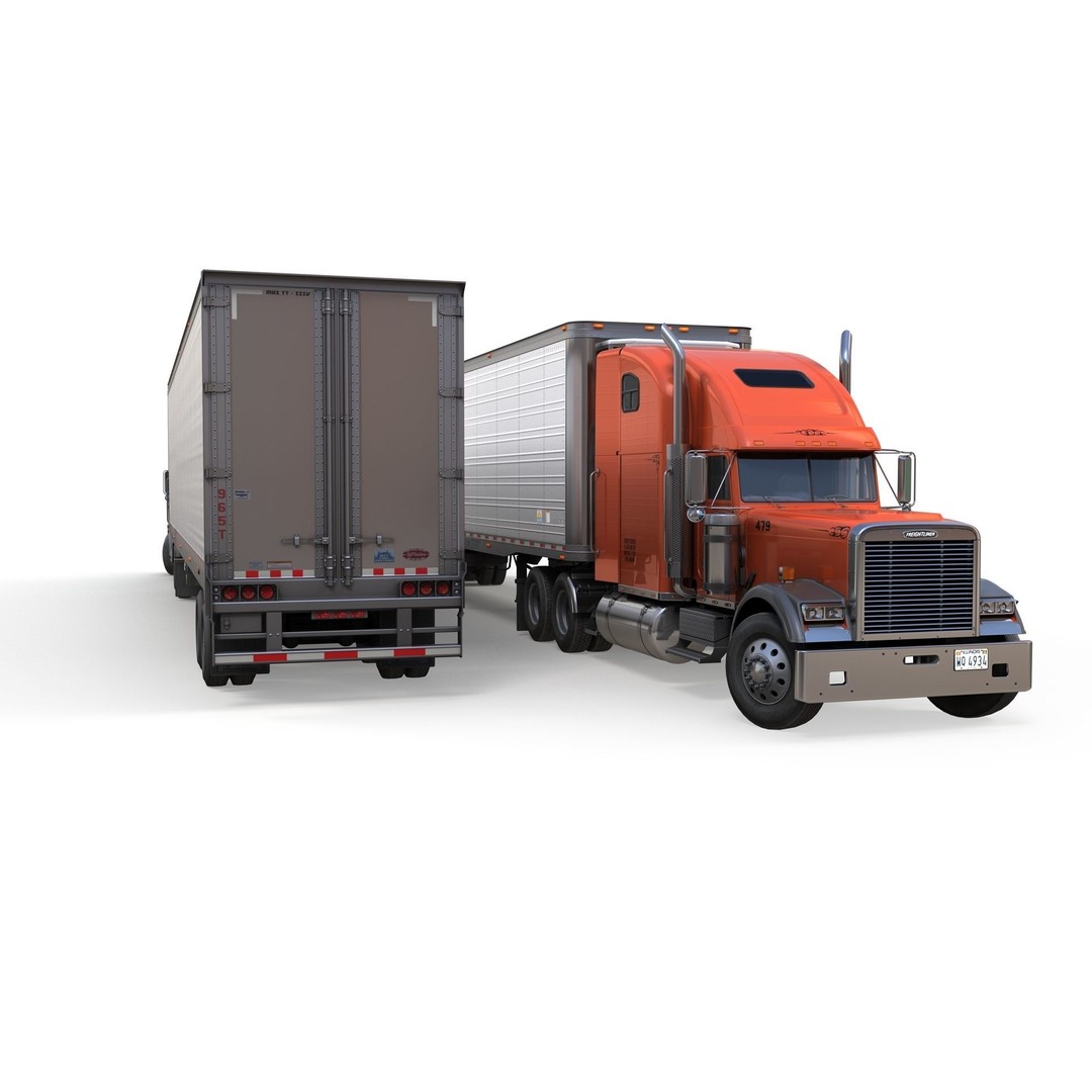Freightliner Classic XL 3D Model – Low Poly Game Ready Truck Trailer - View 12