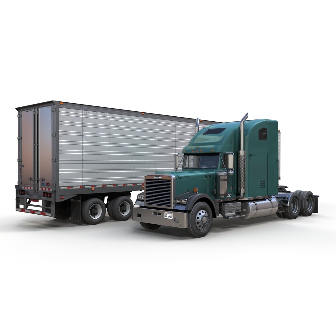 Freightliner Classic XL 3D Model – Low Poly Game Ready Truck Trailer - View 14