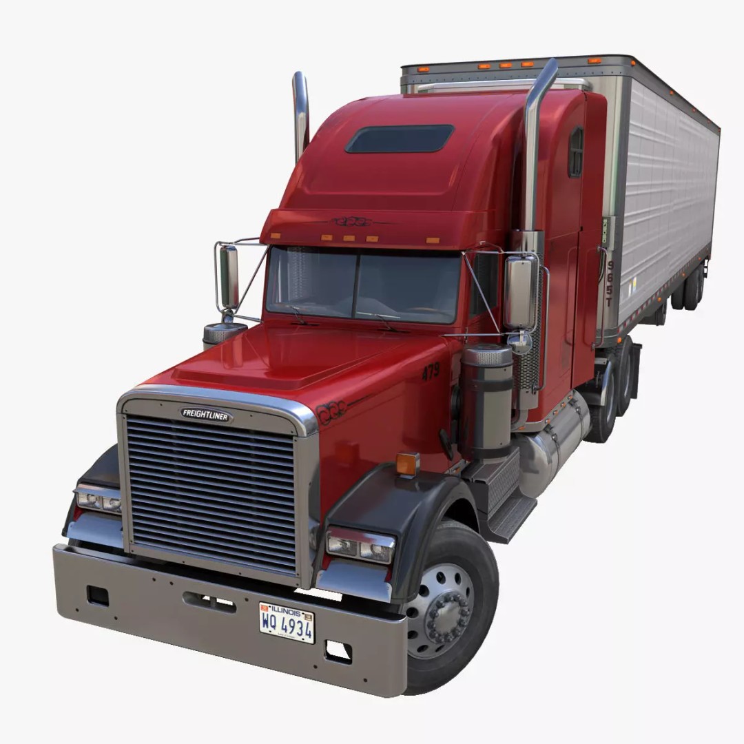 Freightliner Classic XL 3D Model – Low Poly Game Ready Truck Trailer - View 2