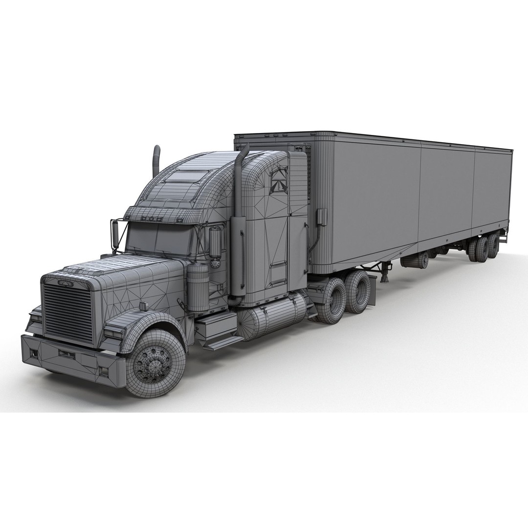 Freightliner Classic XL 3D Model – Low Poly Game Ready Truck Trailer - View 24