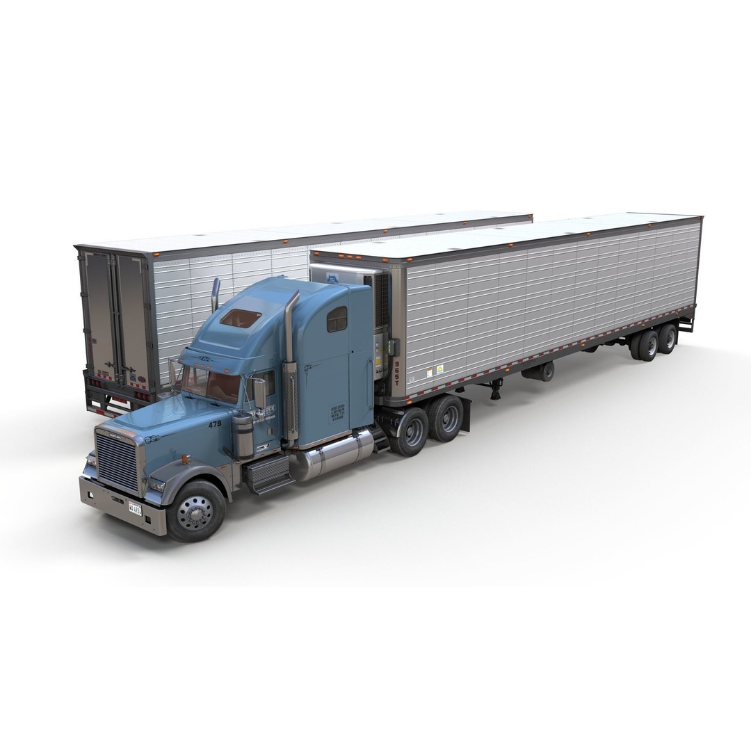 Freightliner Classic XL 3D Model – Low Poly Game Ready Truck Trailer - View 3