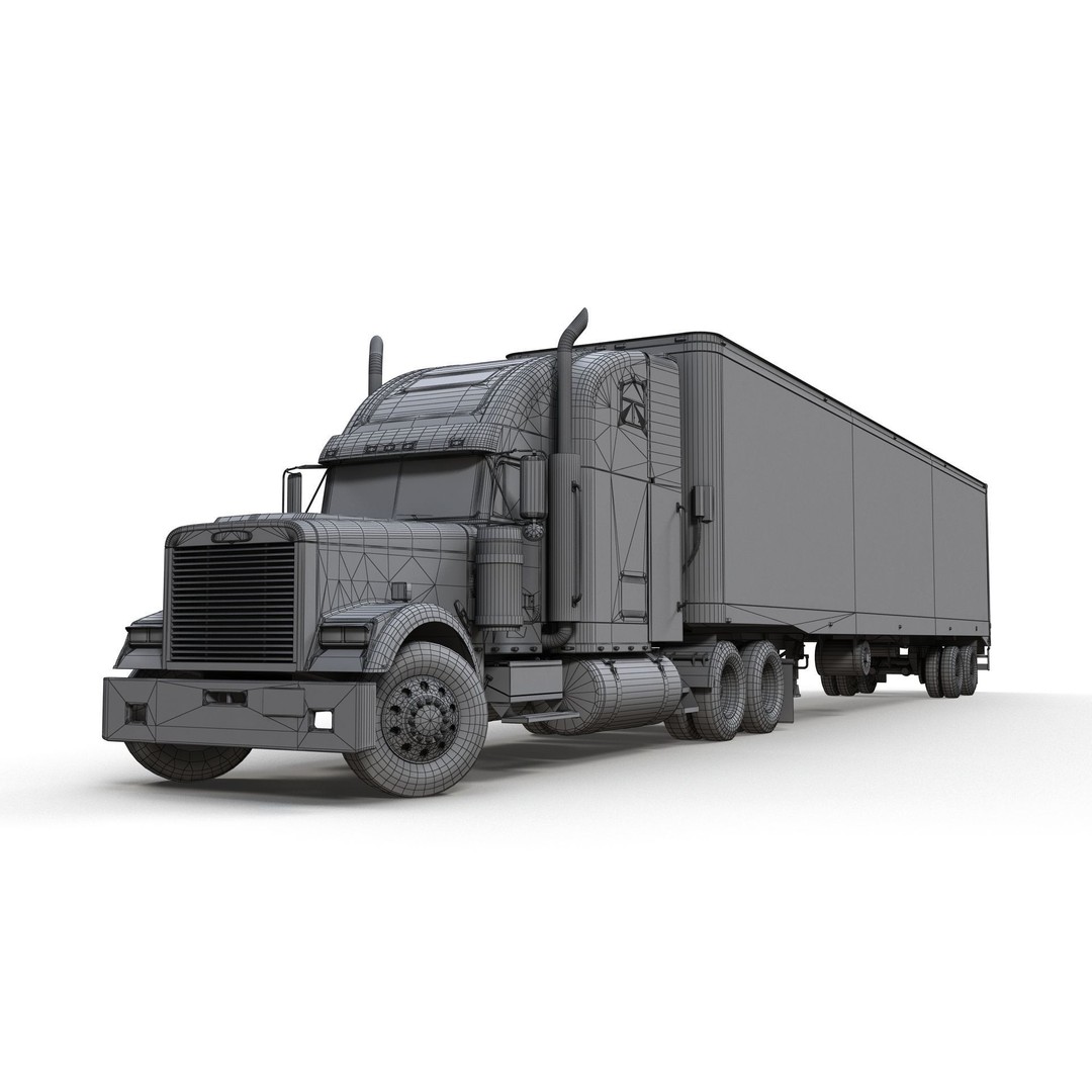 Freightliner Classic XL 3D Model – Low Poly Game Ready Truck Trailer - View 32
