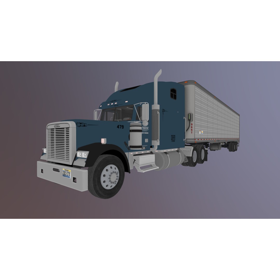 Freightliner Classic XL 3D Model – Low Poly Game Ready Truck Trailer - View 46