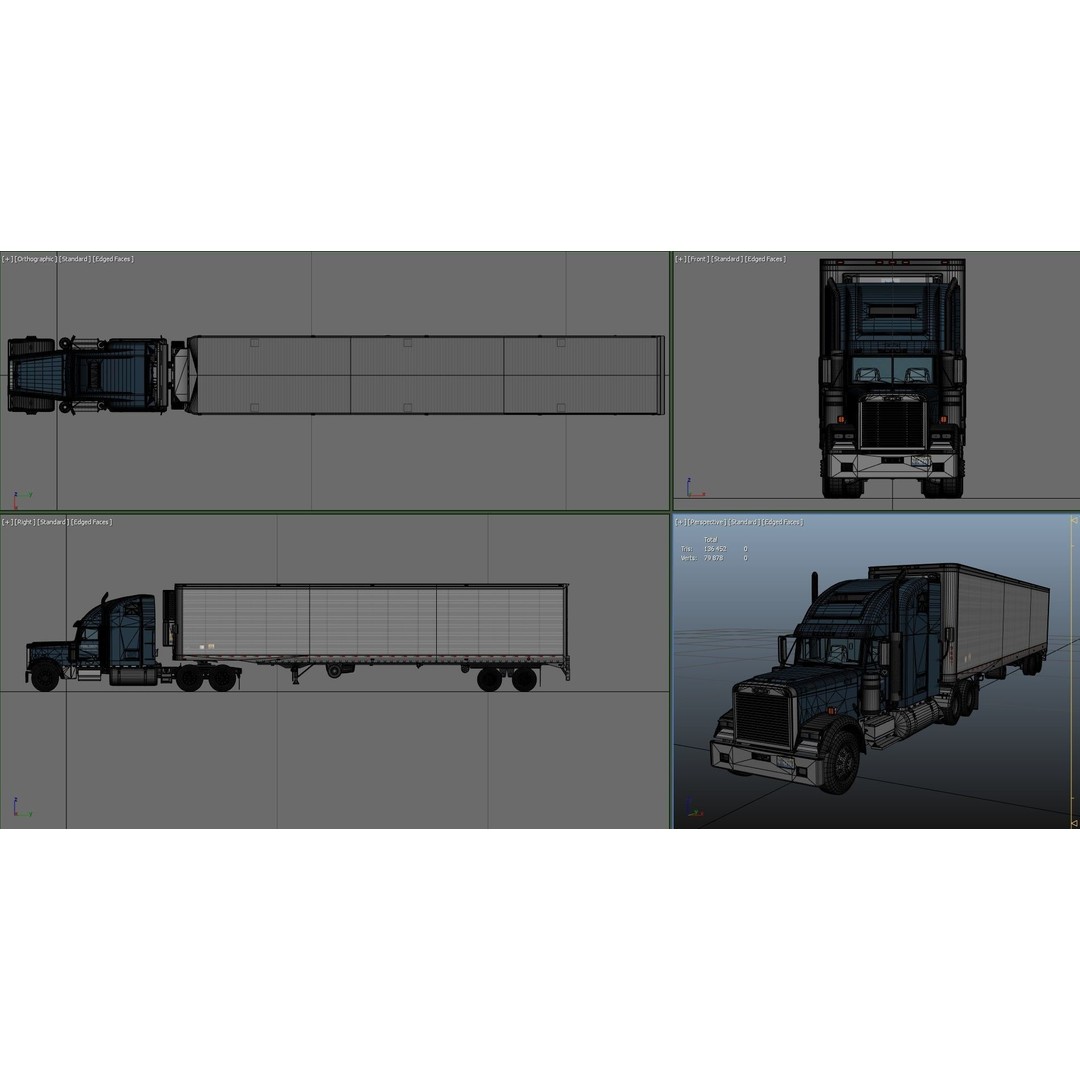 Freightliner Classic XL 3D Model – Low Poly Game Ready Truck Trailer - View 48