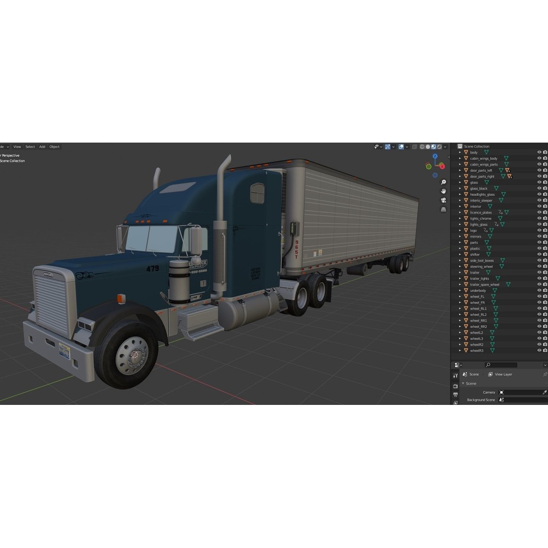 Freightliner Classic XL 3D Model – Low Poly Game Ready Truck Trailer - View 49