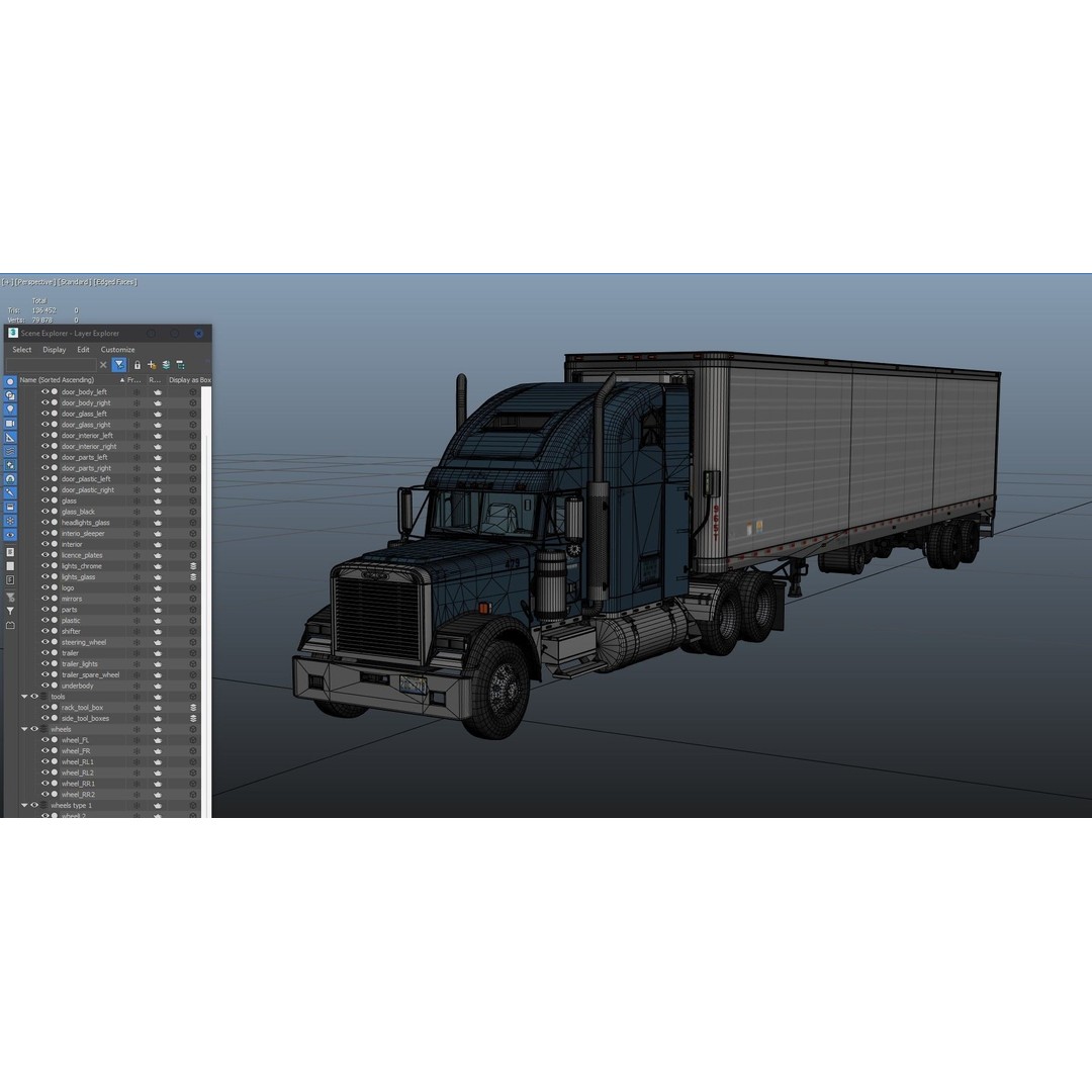 Freightliner Classic XL 3D Model – Low Poly Game Ready Truck Trailer - View 52