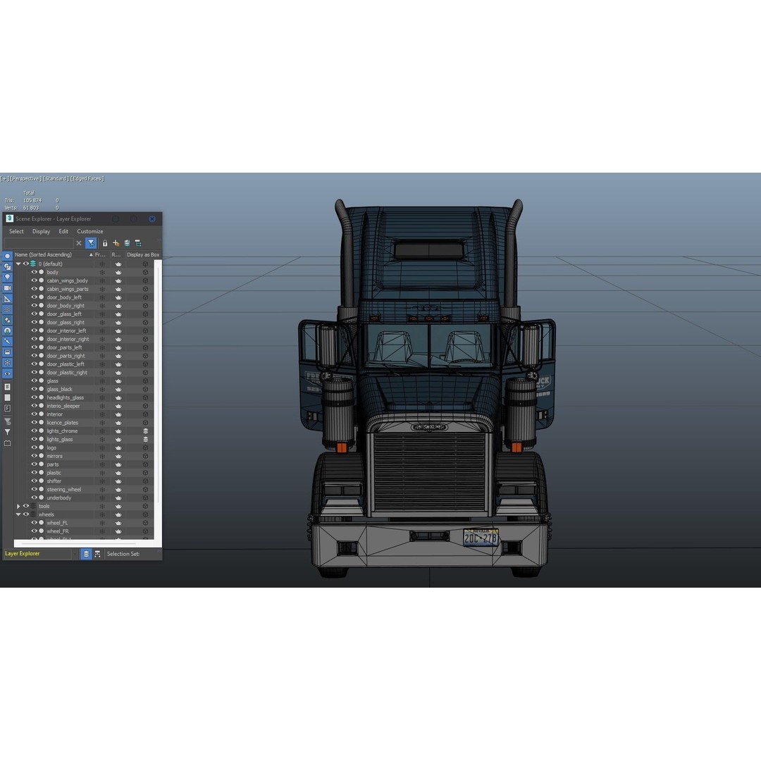 Freightliner Classic XL 3D Model – Low Poly Game Ready Truck Trailer - View 57