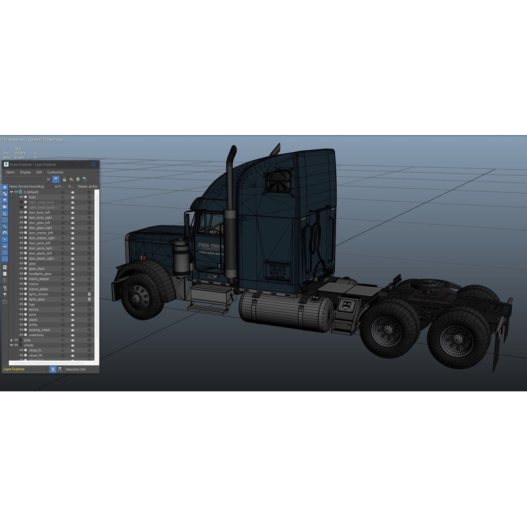 Freightliner Classic XL 3D Model – Low Poly Game Ready Truck Trailer - View 58