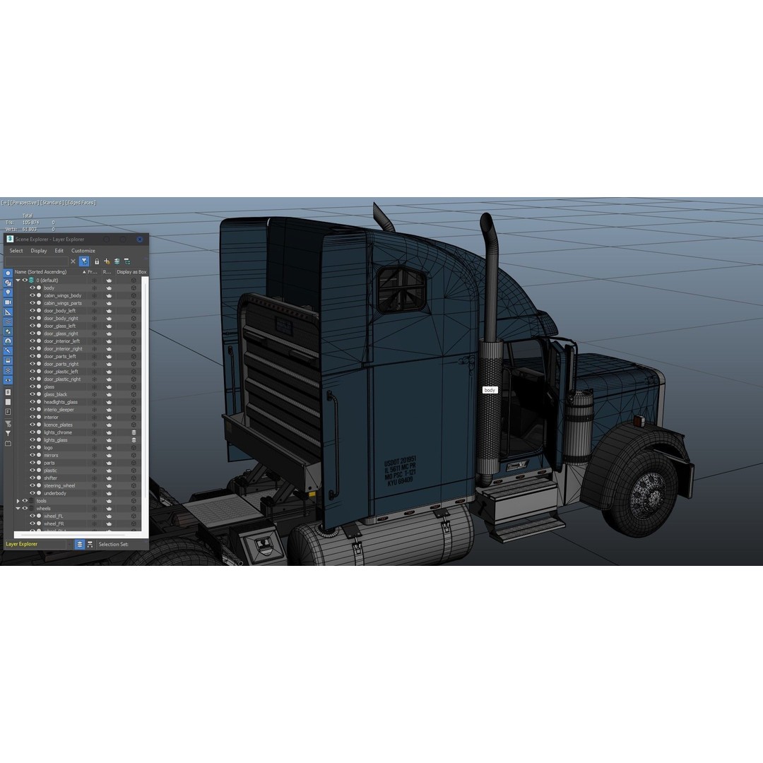 Freightliner Classic XL 3D Model – Low Poly Game Ready Truck Trailer - View 60