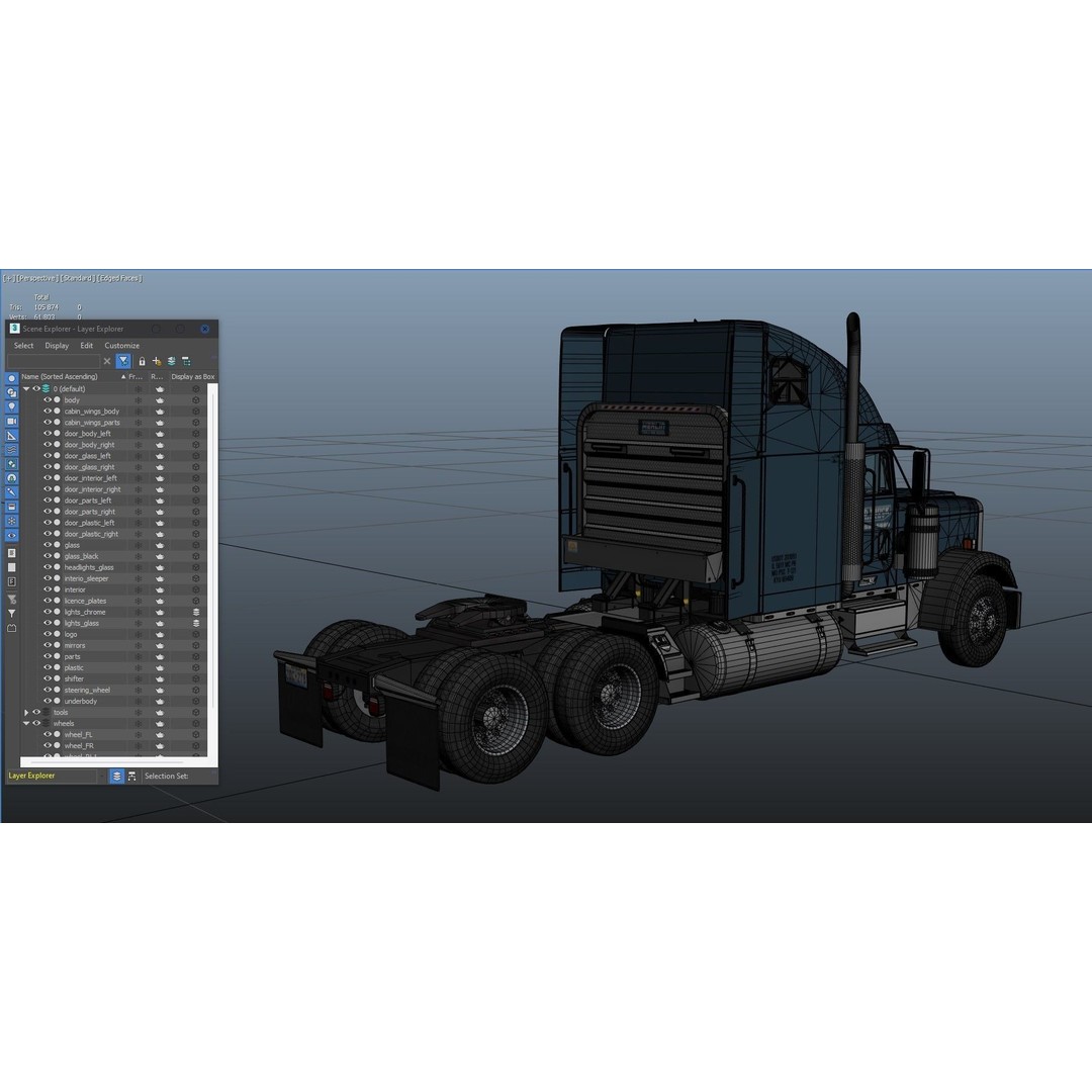 Freightliner Classic XL 3D Model – Low Poly Game Ready Truck Trailer - View 63