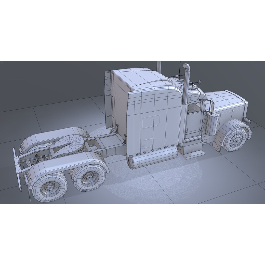American Peterbilt Truck 3D Model – Low Poly PBR Game Asset, FBX - View 10