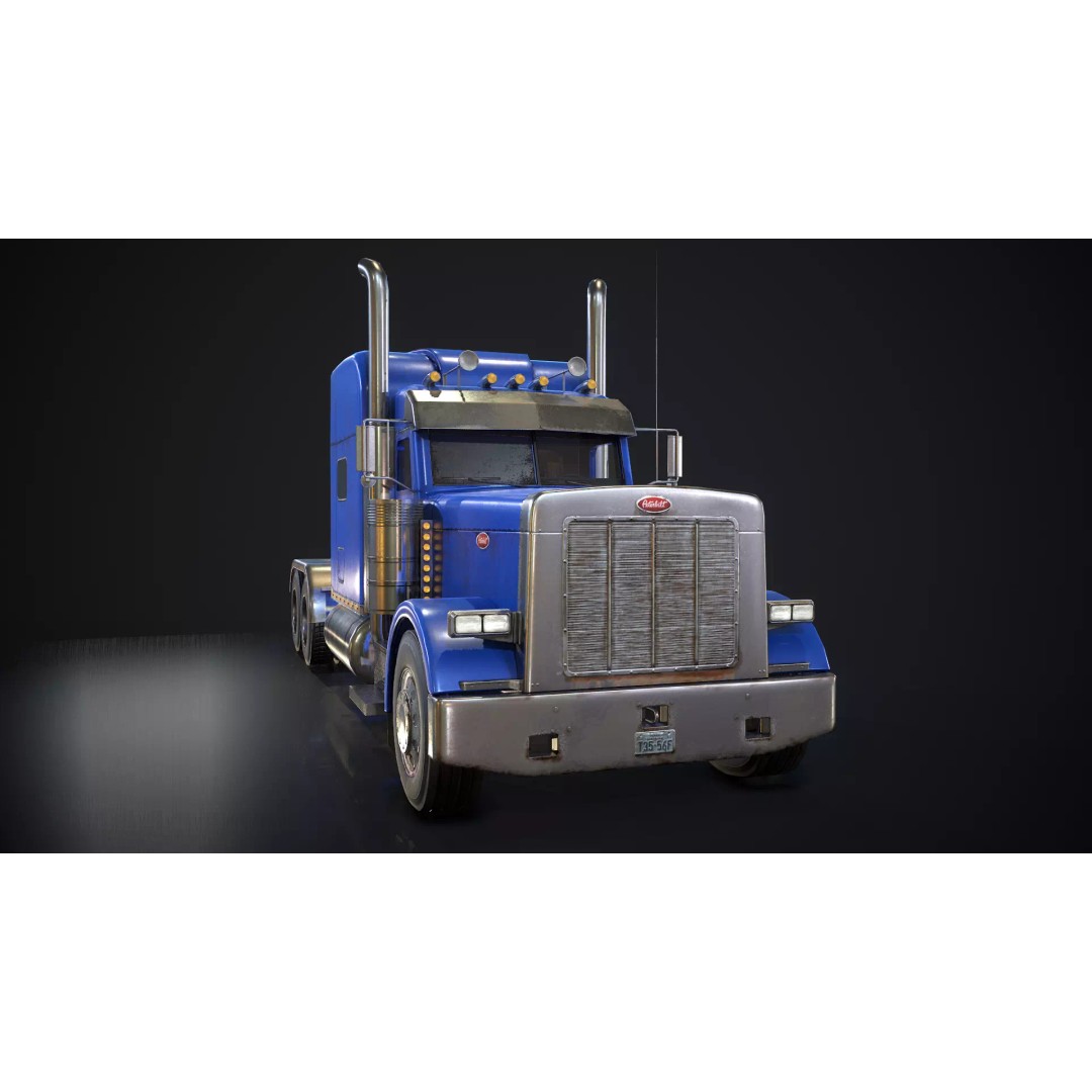 American Peterbilt Truck 3D Model – Low Poly PBR Game Asset, FBX - View 2