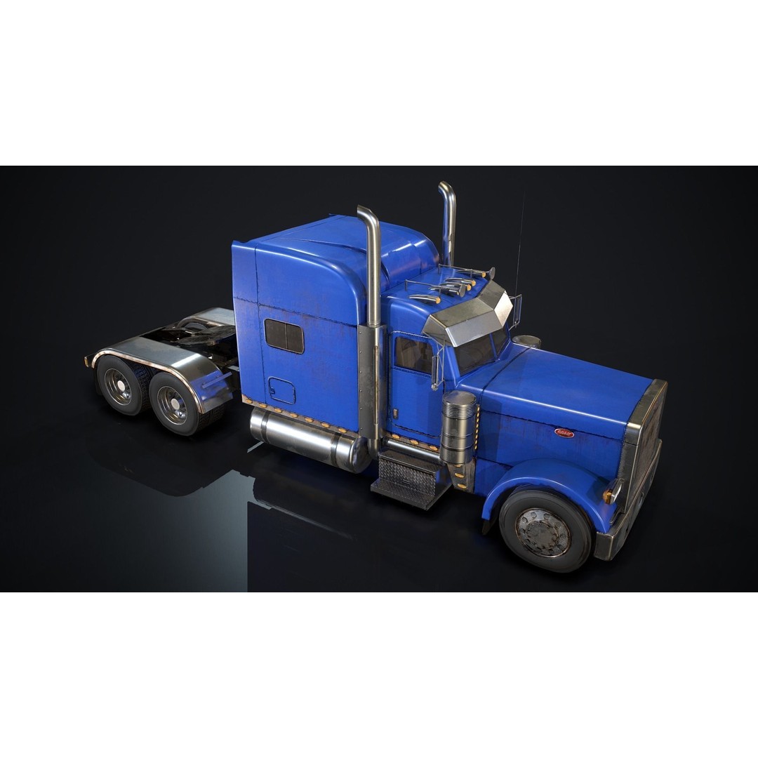 American Peterbilt Truck 3D Model – Low Poly PBR Game Asset, FBX - View 6