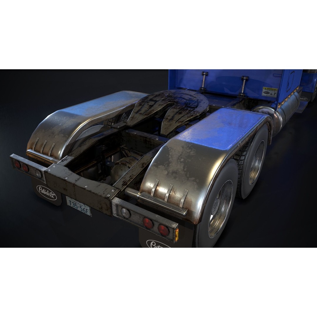 American Peterbilt Truck 3D Model – Low Poly PBR Game Asset, FBX - View 7