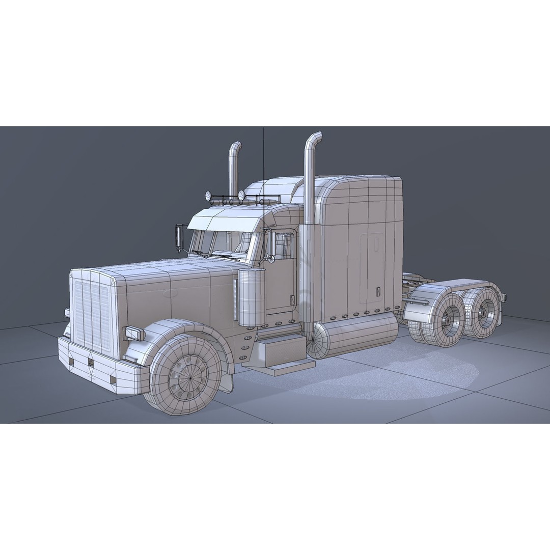 American Peterbilt Truck 3D Model – Low Poly PBR Game Asset, FBX - View 9