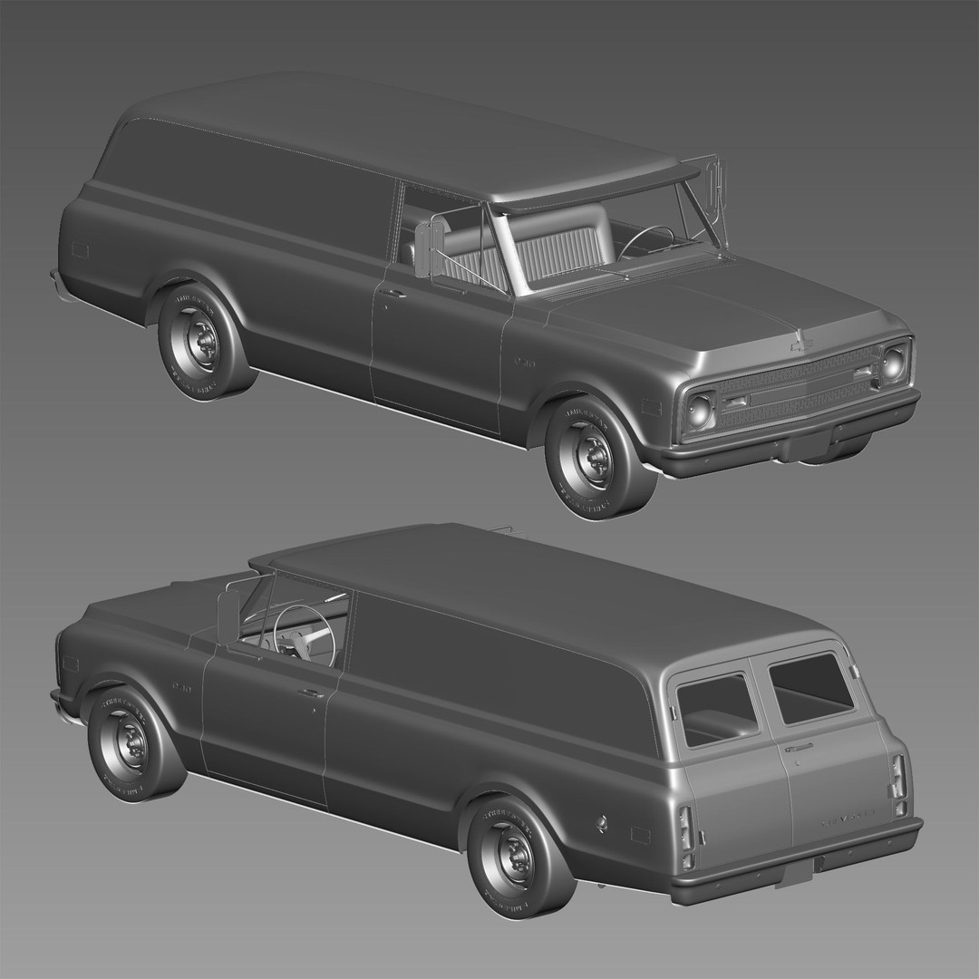 Chevrolet Suburban 1969 3D Model – High Poly Game-Ready Asset, FBX