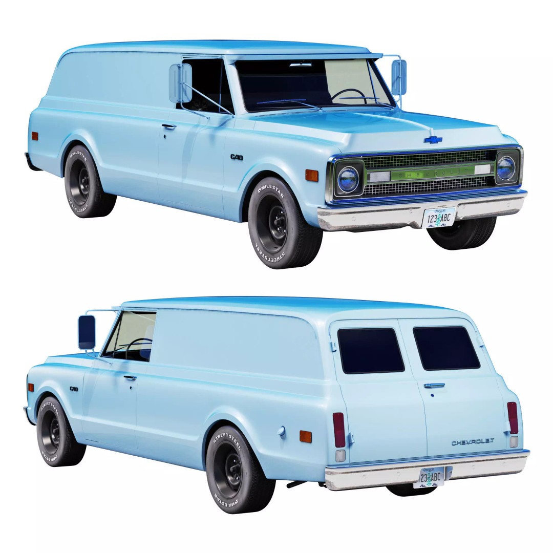 Chevrolet Suburban 1969 3D Model – High Poly Game-Ready Asset, FBX - View 2