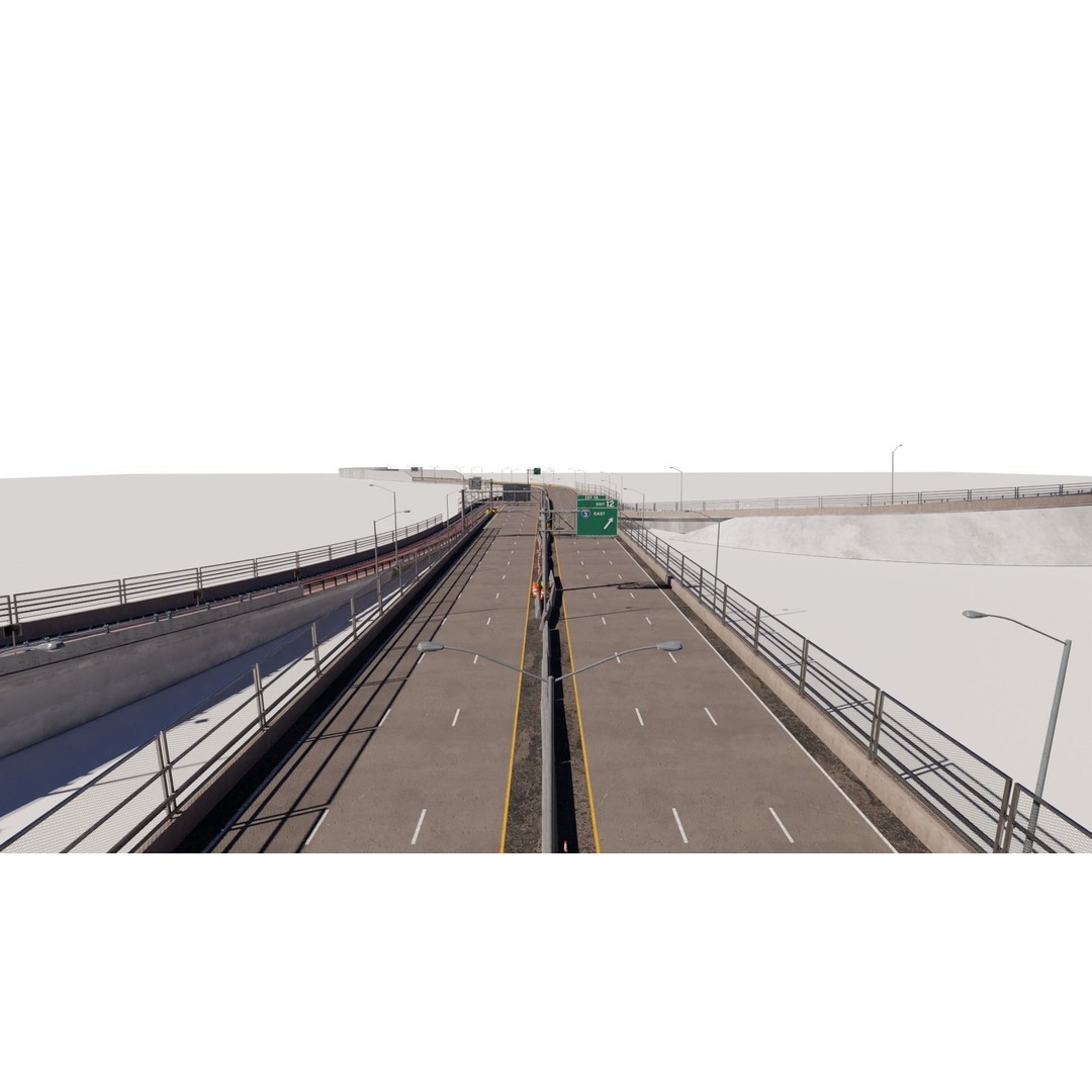 Highway 3D Model – Architectural Street Scene, FBX, PBR Textures - View 14
