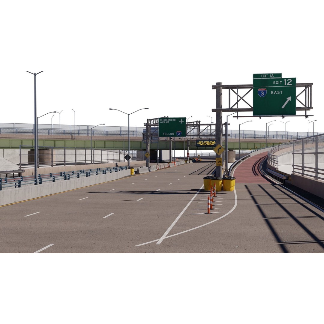 Highway 3D Model – Architectural Street Scene, FBX, PBR Textures - View 16