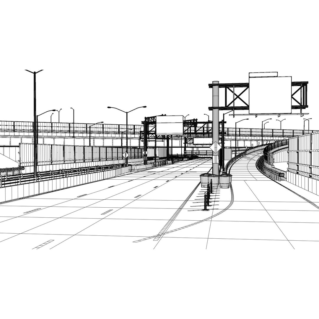 Highway 3D Model – Architectural Street Scene, FBX, PBR Textures - View 17