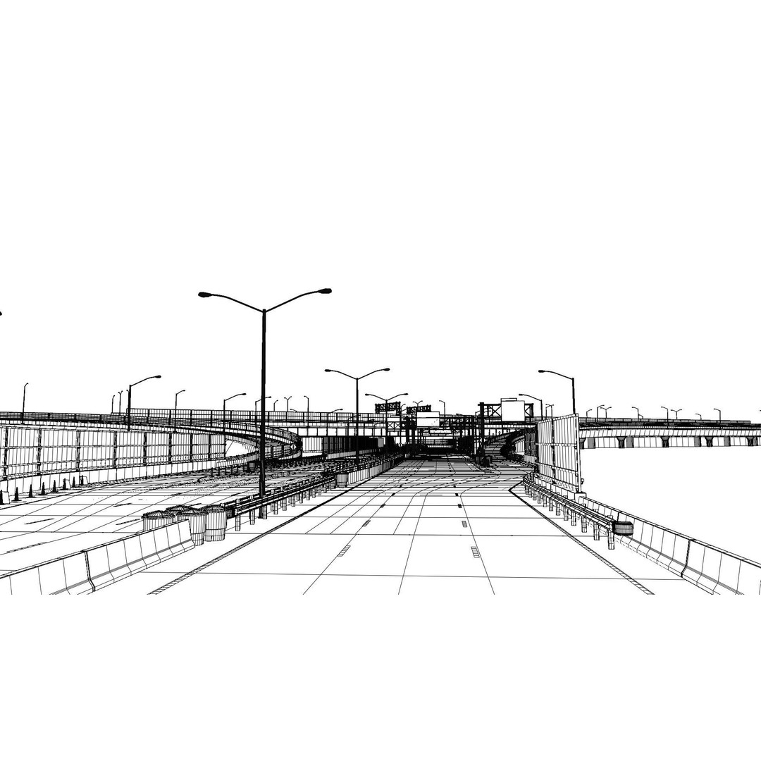 Highway 3D Model – Architectural Street Scene, FBX, PBR Textures - View 3