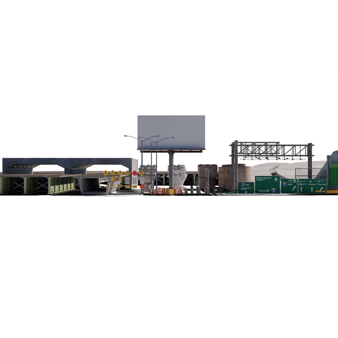 Highway 3D Model – Architectural Street Scene, FBX, PBR Textures - View 5