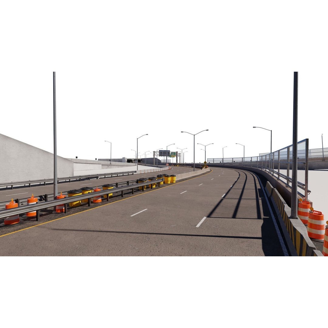 Highway 3D Model – Architectural Street Scene, FBX, PBR Textures - View 6