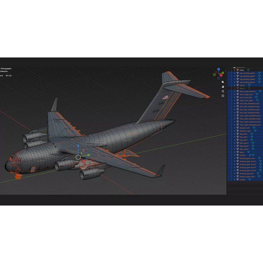 Boeing C17 Globemaster III 3D Model – Low Poly Game Asset, FBX - View 11