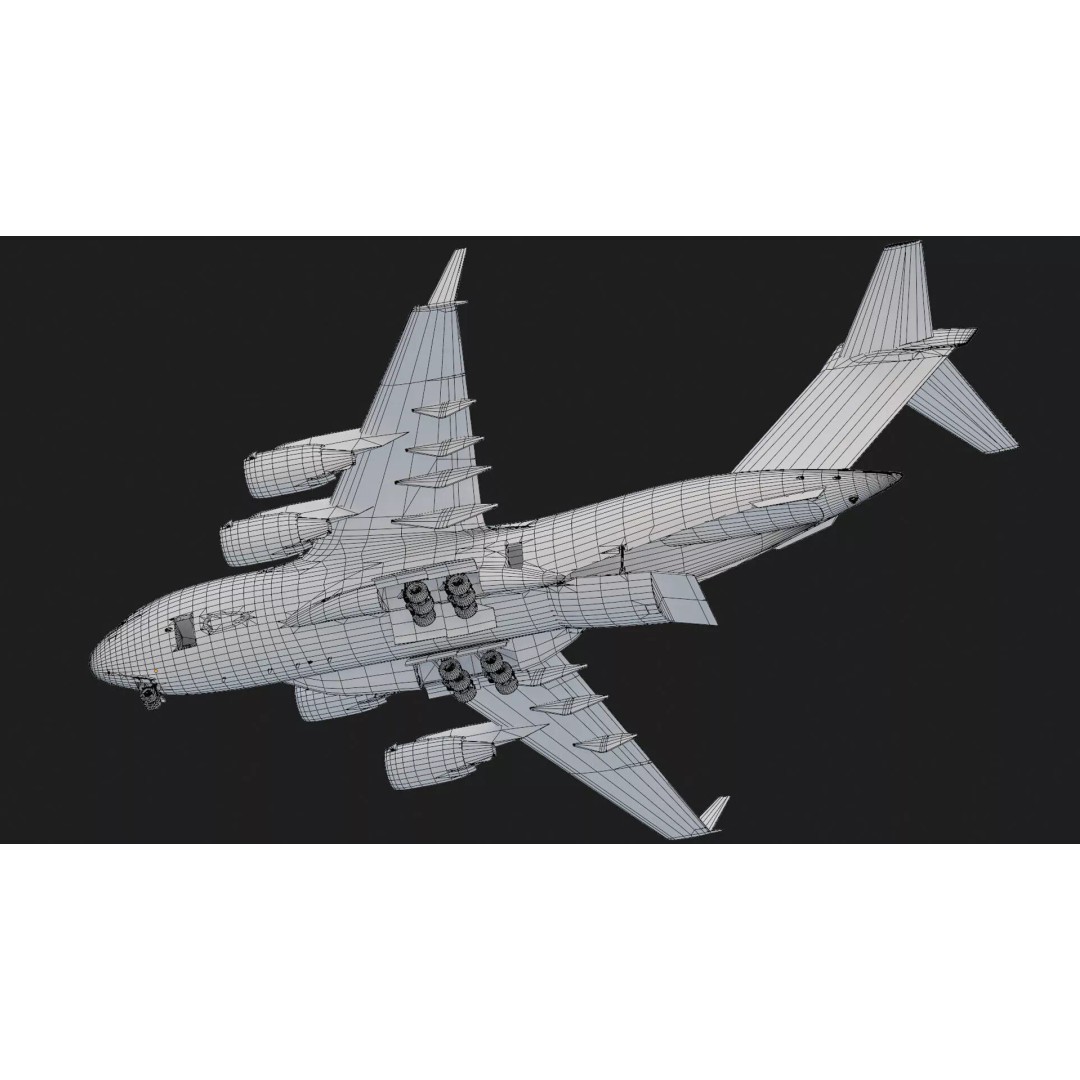 Boeing C17 Globemaster III 3D Model – Low Poly Game Asset, FBX - View 13