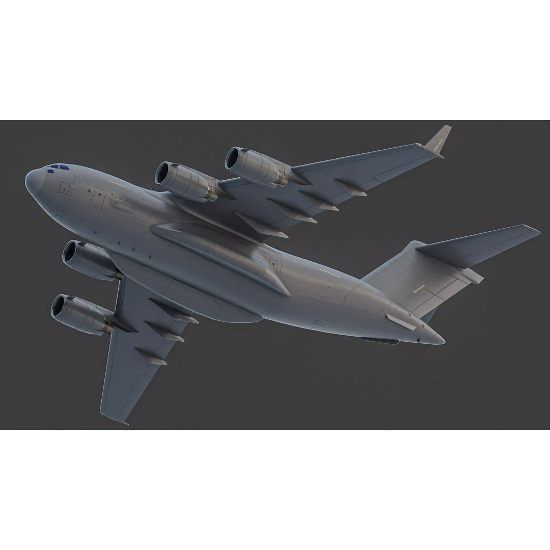 Boeing C17 Globemaster III 3D Model – Low Poly Game Asset, FBX - View 4