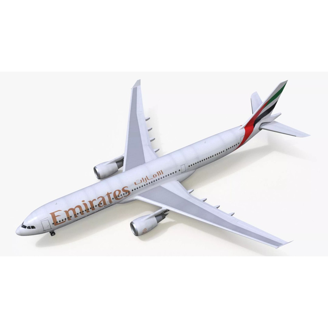 Emirates Airbus A330-200 3D Model – High Poly Aircraft with PBR Textures, FBX - View 10