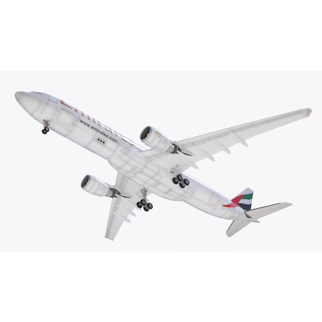 Emirates Airbus A330-200 3D Model – High Poly Aircraft with PBR Textures, FBX - View 11