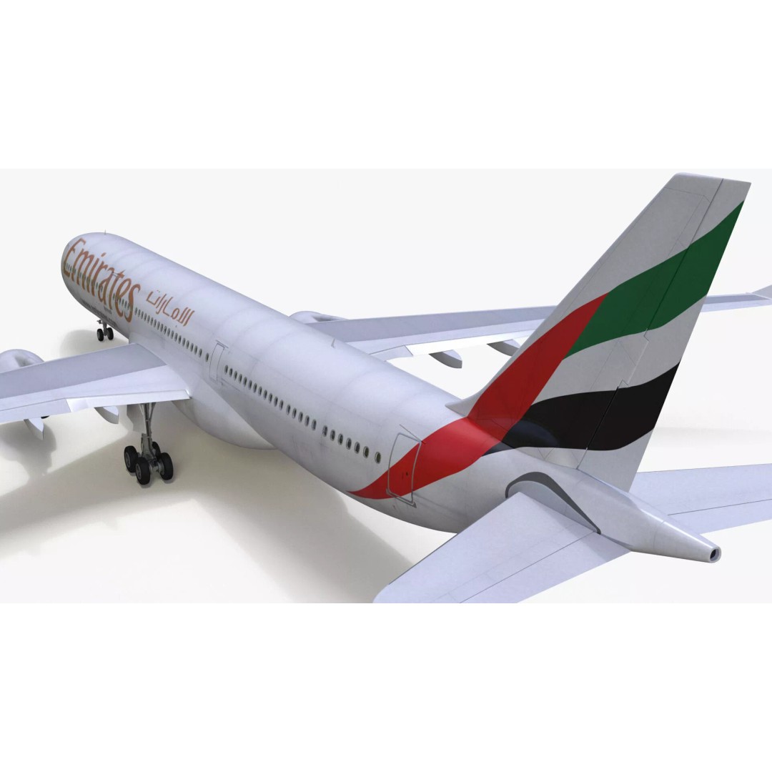 Emirates Airbus A330-200 3D Model – High Poly Aircraft with PBR Textures, FBX - View 12