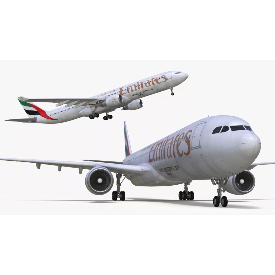 Emirates Airbus A330-200 3D Model – High Poly Aircraft with PBR Textures, FBX - View 17