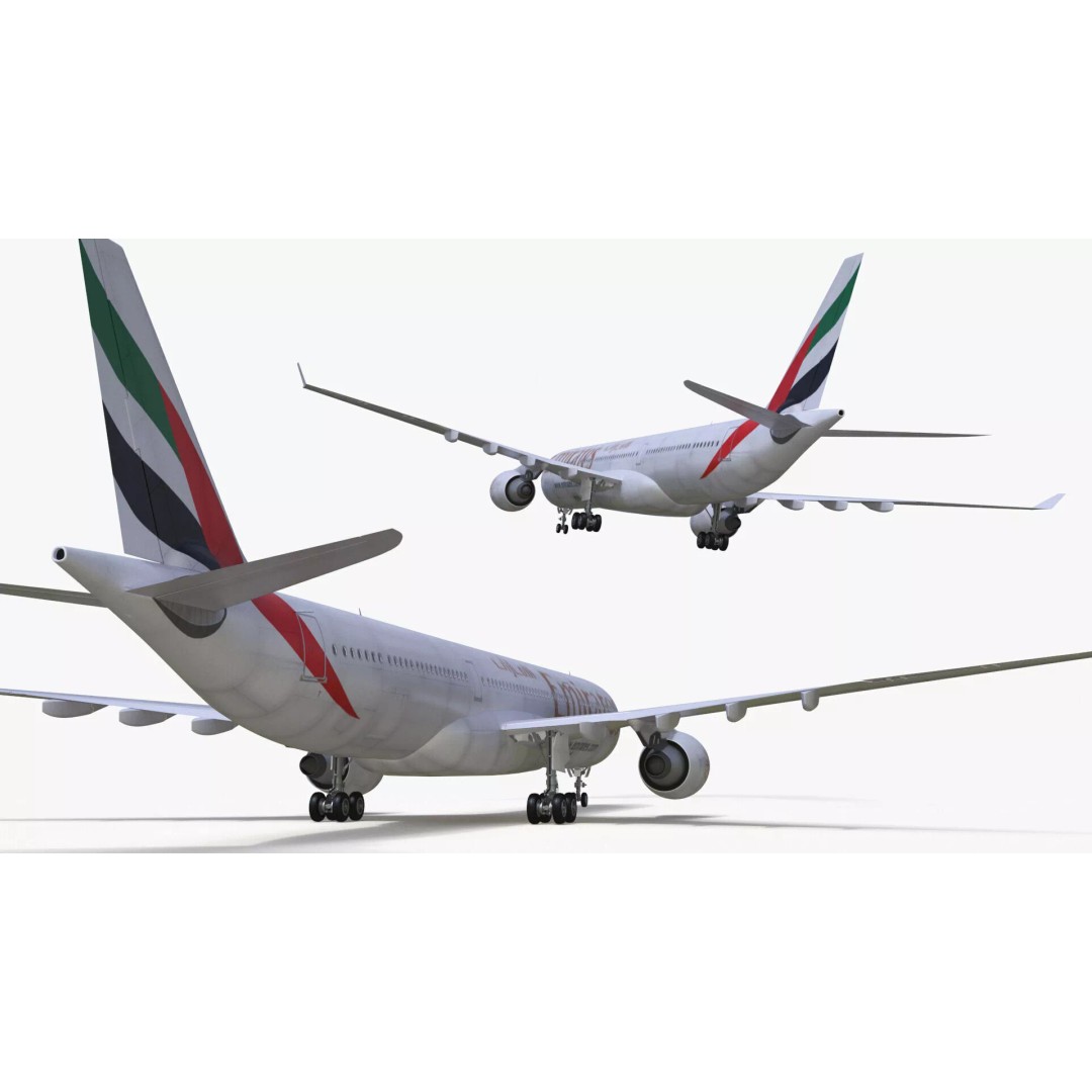 Emirates Airbus A330-200 3D Model – High Poly Aircraft with PBR Textures, FBX - View 18