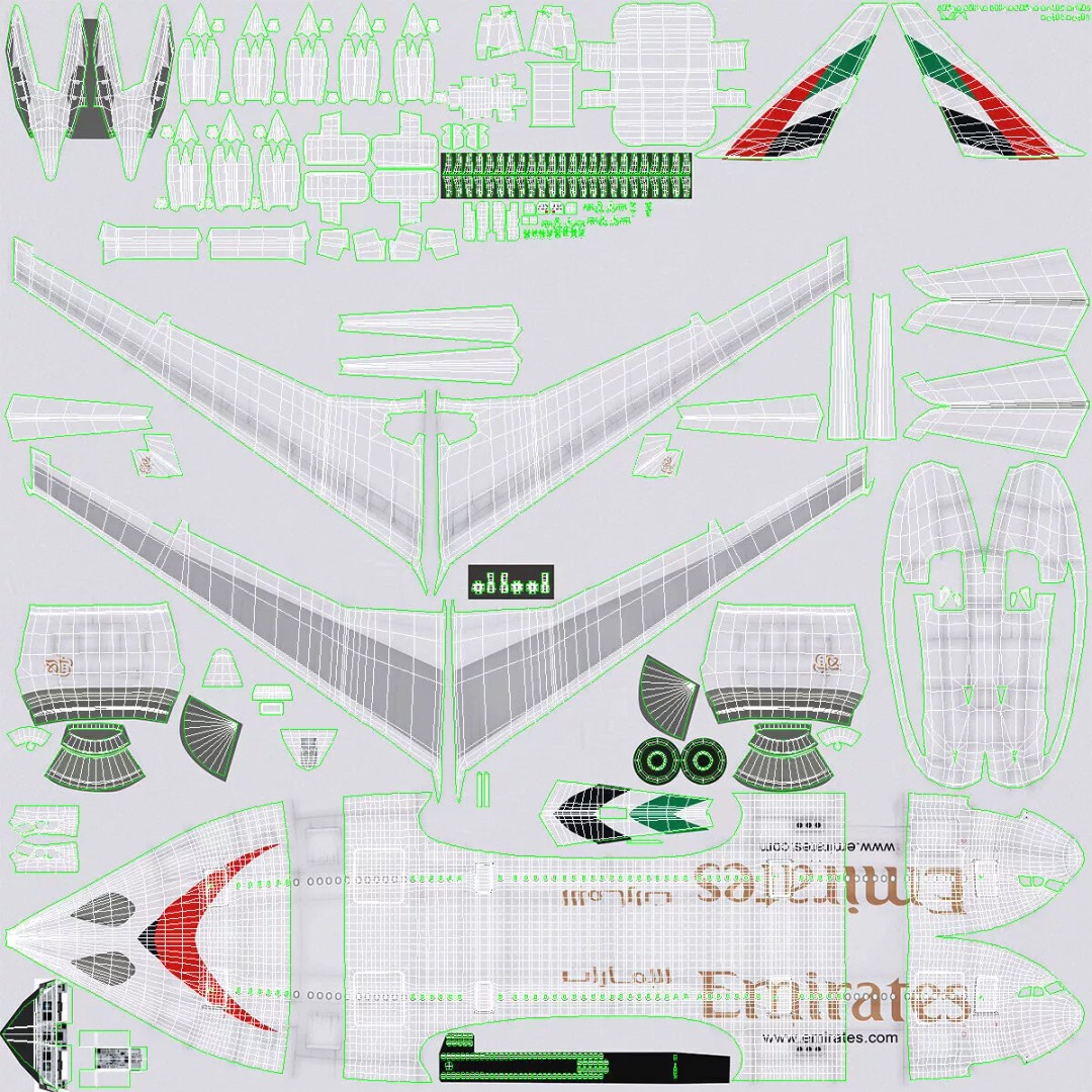 Emirates Airbus A330-200 3D Model – High Poly Aircraft with PBR Textures, FBX - View 24