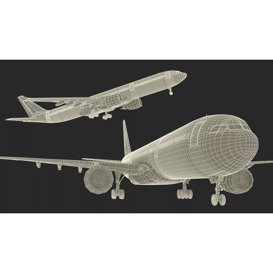 Emirates Airbus A330-200 3D Model – High Poly Aircraft with PBR Textures, FBX - View 27