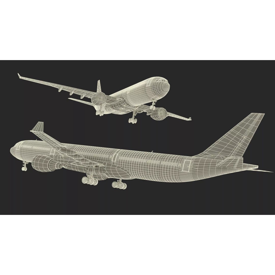 Emirates Airbus A330-200 3D Model – High Poly Aircraft with PBR Textures, FBX - View 28