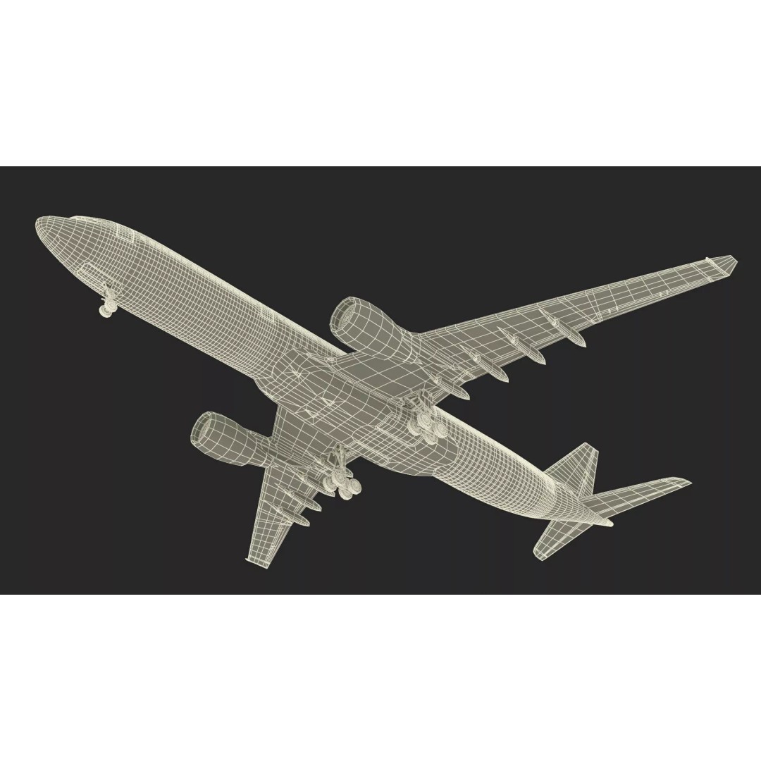 Emirates Airbus A330-200 3D Model – High Poly Aircraft with PBR Textures, FBX - View 30