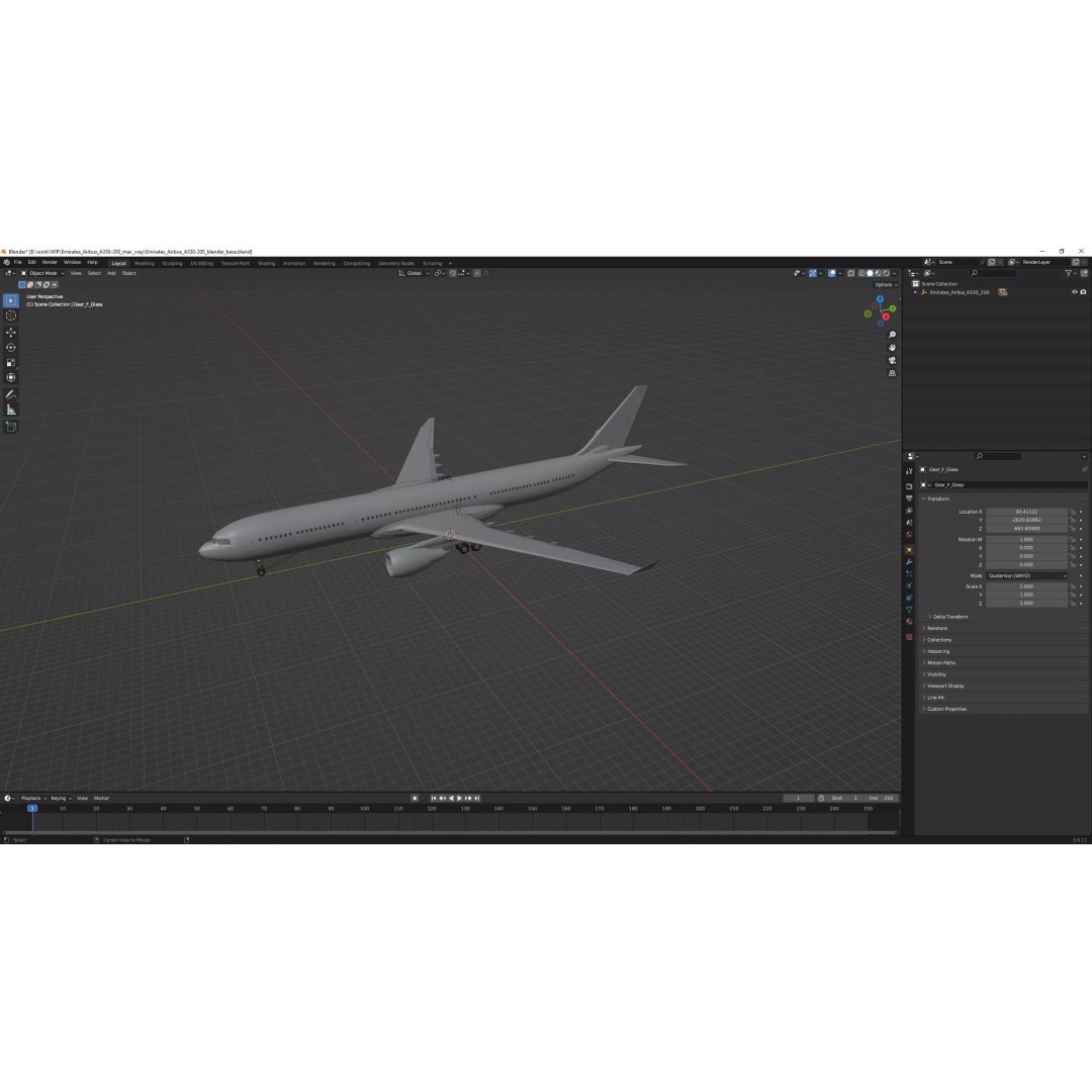 Emirates Airbus A330-200 3D Model – High Poly Aircraft with PBR Textures, FBX - View 36