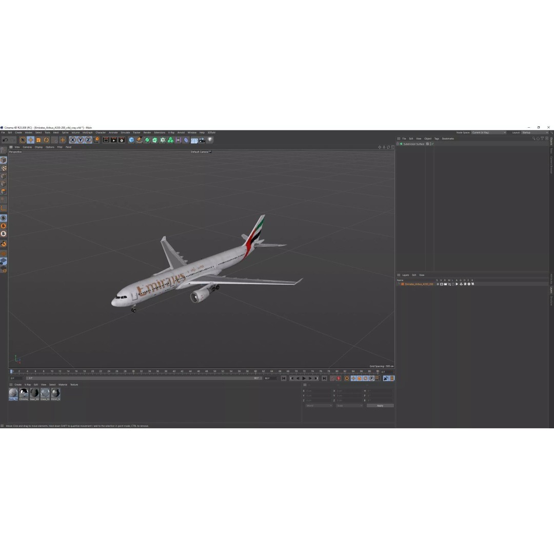 Emirates Airbus A330-200 3D Model – High Poly Aircraft with PBR Textures, FBX - View 37