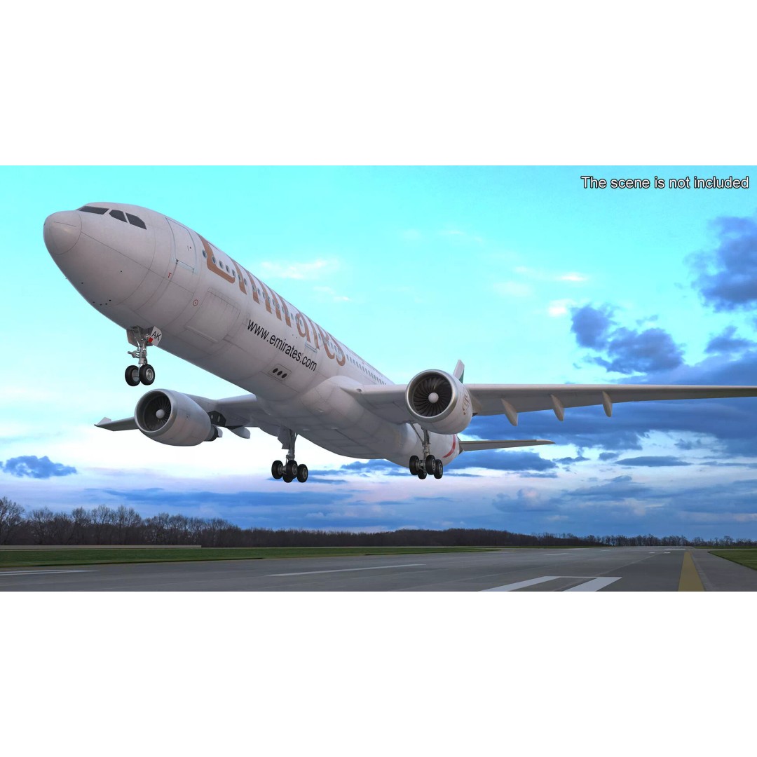 Emirates Airbus A330-200 3D Model – High Poly Aircraft with PBR Textures, FBX - View 4