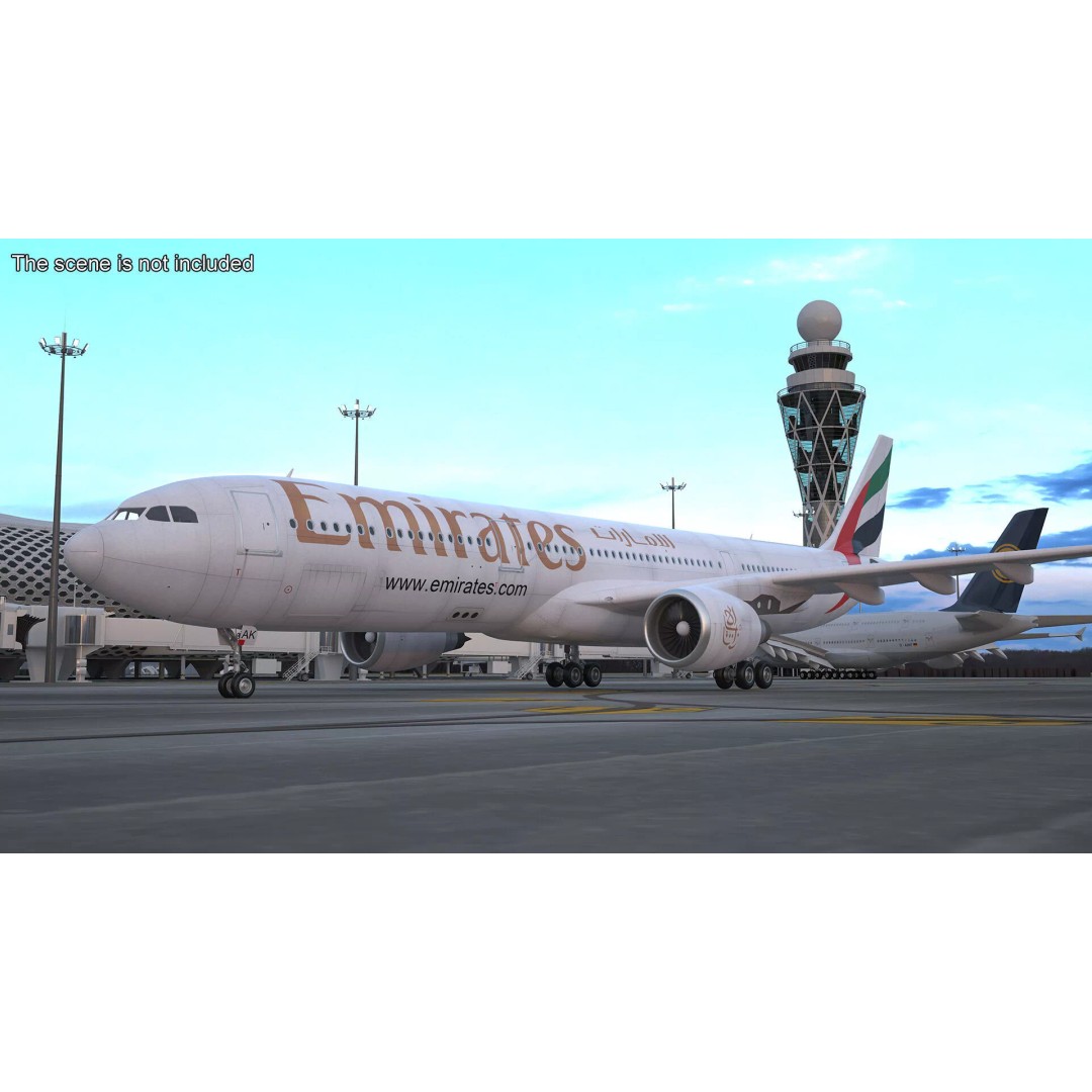 Emirates Airbus A330-200 3D Model – High Poly Aircraft with PBR Textures, FBX - View 5