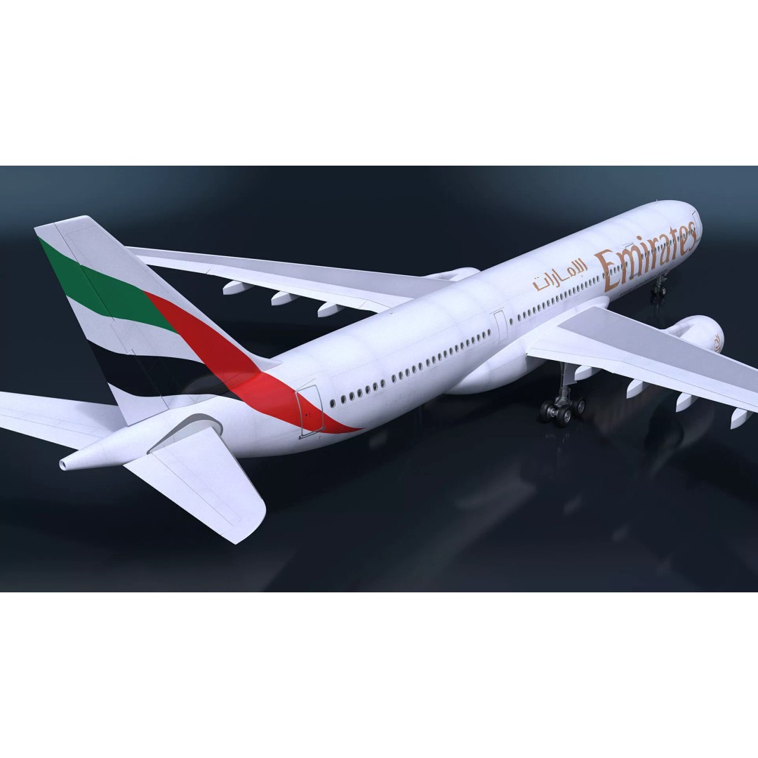 Emirates Airbus A330-200 3D Model – High Poly Aircraft with PBR Textures, FBX - View 7