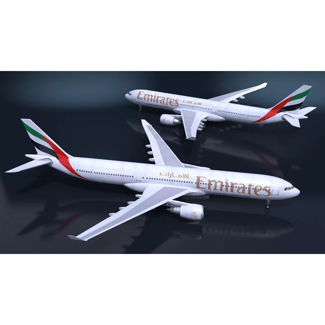 Emirates Airbus A330-200 3D Model – High Poly Aircraft with PBR Textures, FBX - View 8