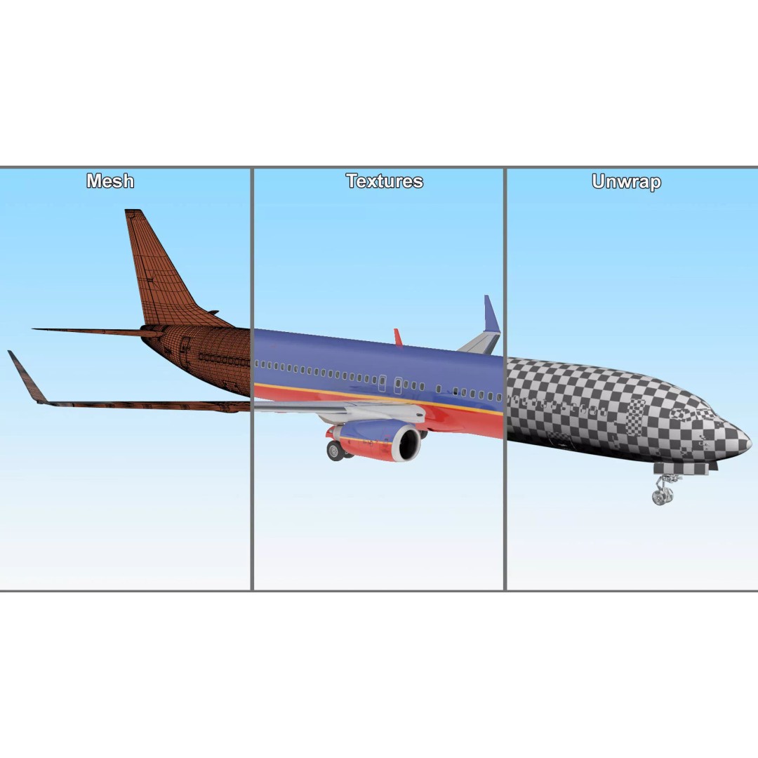 Boeing 737-900 3D Model – Rigged Commercial Aircraft with Interior - View 48